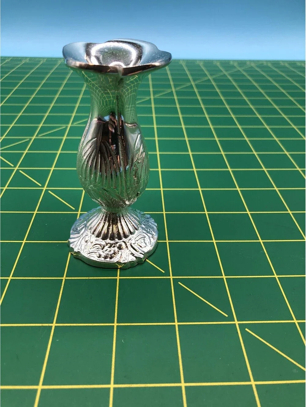 Two's Company Metal Bud Vase Silver Trumpet Floral Small Decorative Home Decor